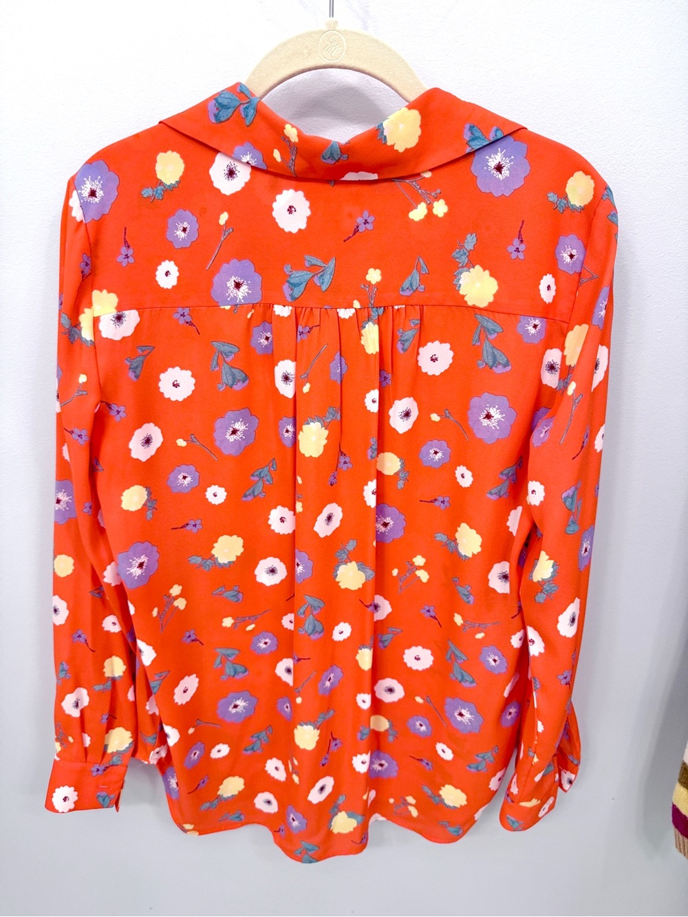 Ann Taylor Orange Floral Button-Front Blouse - Picture 9 of 9